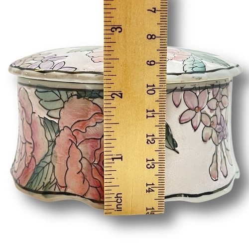Vtg Rose Garden Spi Accents Collection Porcelain Trinket Box Floral 4 1/4" Macau - Picture 2 of 4