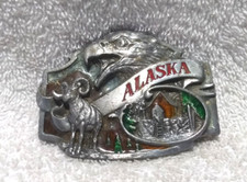 Alaska Multi-Color Buckle Eagle Ram Outdoor Cabin Siskiyou 1988 Great Vintage