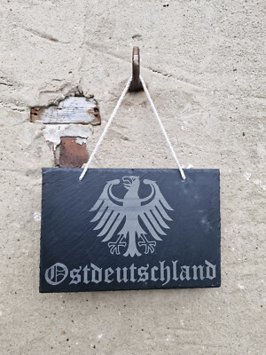 Schiefertafel Mit Gravur OST DEUTSCHLAND  Balkon Bundesadler Schild DDR Ostalgie