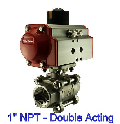 1'' Inch Pneumatic Air Actuated Stainless Ball Valve Double Acting Air Return