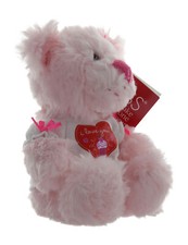 Russ Berrie Sweet Tee Pink Teddy Bear with White T-Shirt That Reads "i love