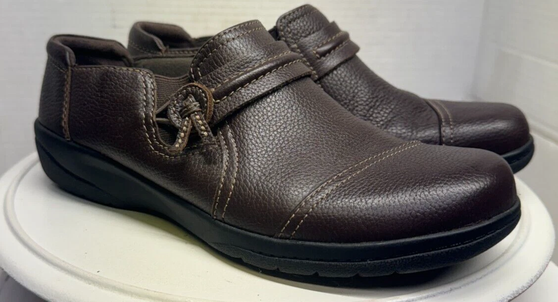 Clarks Collection Cheyn Madi scarpa mocassino slip on pelle marrone punta cappuccio donna 5 5