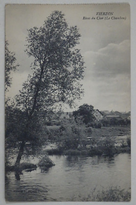 c1910s Collotype Postcard Rives du Cher (Le Chambon) Vierzon France Unposted