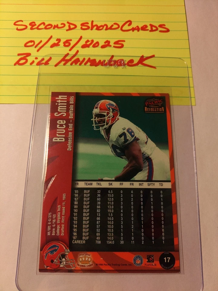 1998 Pacific Revolution Football Bruce Smith Buffalo Bills #17 - Image 2 of 2