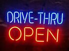 Drive Thru Open 32"x24" Neon Sign Light Lamp Real Glass Window Wall Garage Decor
