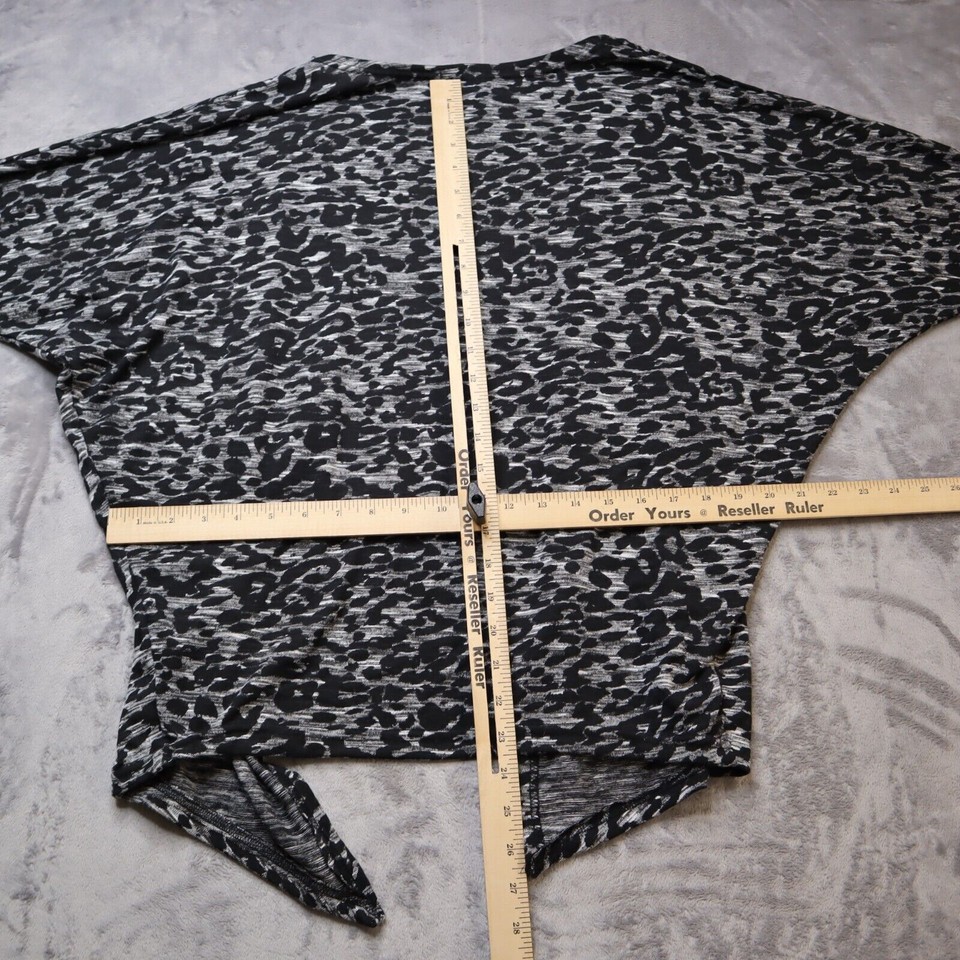 Love Open Front Cover Womens Large Gray Black Lightweight Dolman Sleeve