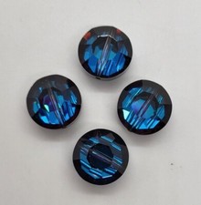 4pc Swarovski Crystal Bermuda Blue 14mm Lentil 5100 Beads; Vintage Rare 