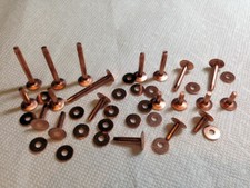20 SETS Solid COPPER or BRASS Rivets Burrs, Sizes 9 12 14 ASSORTED LENGTHS