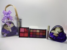 Gift Set Bundle For Her Includes Teddy Bear With Soap Flowers And 3 Piece Makeup