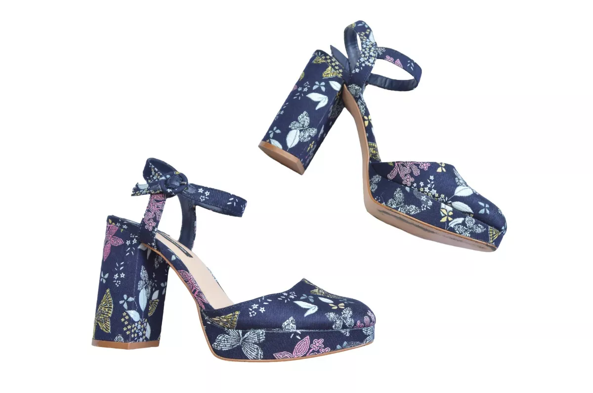 Navy blue sales floral heels