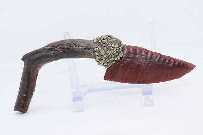 Flint Knapped Knife-Australian Mookaite on Sagebrush Handle w/Crushed Pyrite