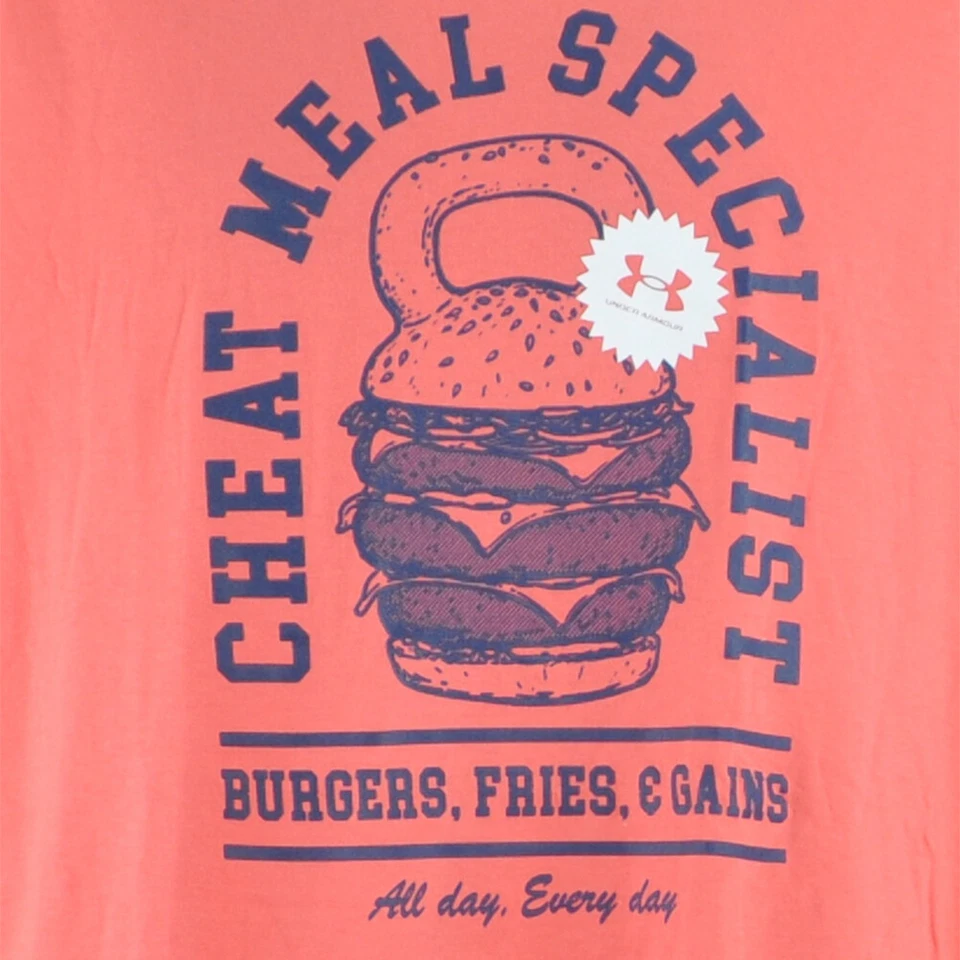 Camiseta Camiseta Mediana Marca Under Armour Cheat Meal Atletas Logo Adultos Hombres Naranja Foto 2 de 3