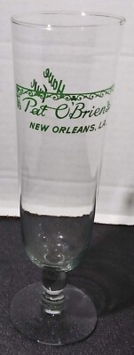 Pat O'Brien s New Orleans Tall Cocktail Glass Green ''Have Fun'' slogan 8.5  Tall
