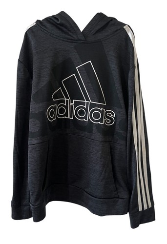 Adidas Hoodie Melange Fleece Sweatshirt Dark Gray Soft Cozy Youth Medium (10/12) - 第 1/13 張圖片