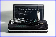 1992 Pelikan M730 & K730 + D730, in Case 925 Silver & 18C Sovereign Certificate