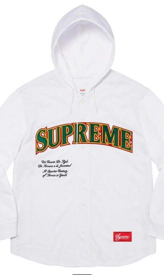 Camiseta de béisbol 20SS Supreme Mesh con capucha L/S blanca XL Foto 2 de 4