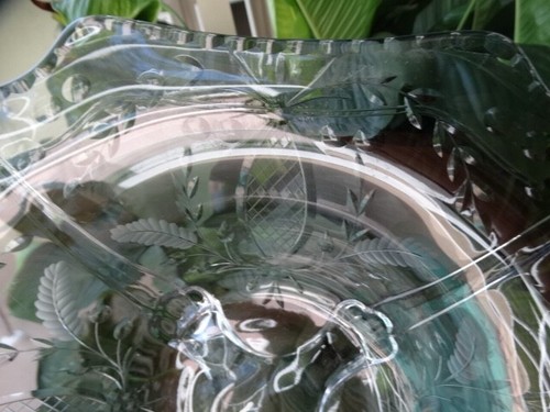 Cambridge Glass Clear Wheel Cut Sonora 3400 12.5 inch Flared 4 Toed Bowl VGUC - Picture 16 of 19