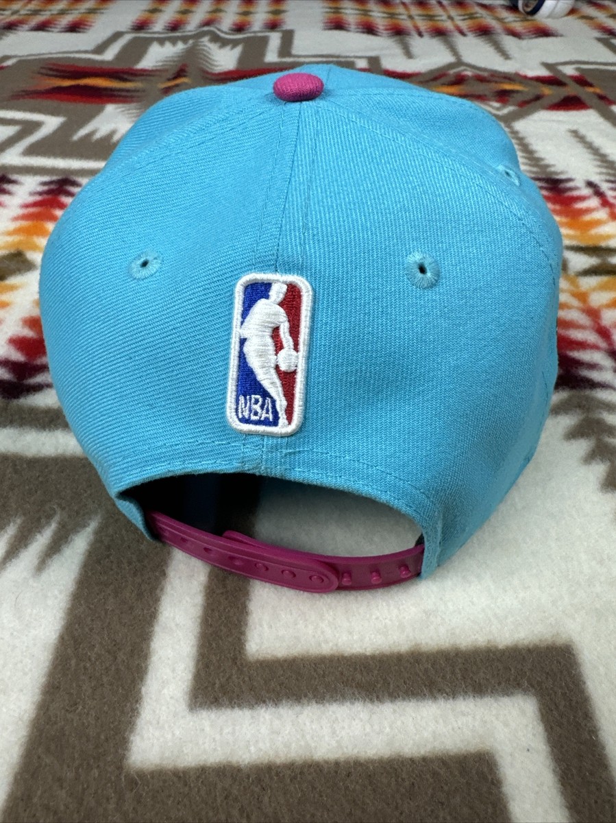 Miami Heat Hat Cap Snap Back Blue Pink South Beach Vice Basketball