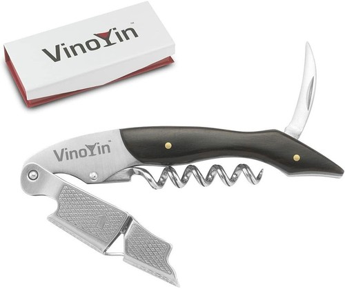 All In One Waiter's Corkscrew Gift Set - Stainless Steel with Ebony Wood Handle - 第 5/16 張圖片