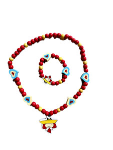 Madeline Wooden Necklace & Bracelet Children Jewelry Set 1999 Crocodile Creek