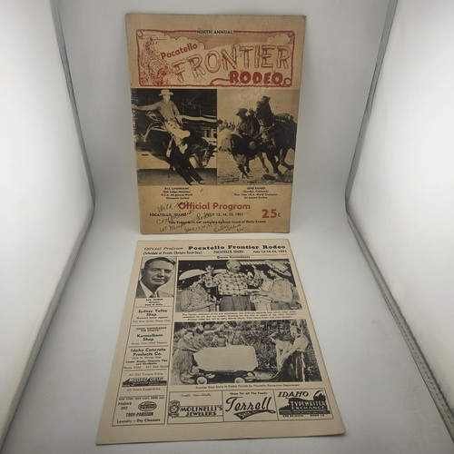 Pocatello Frontier Rodeo Official Progam 1951 + Idaho Contestant Page