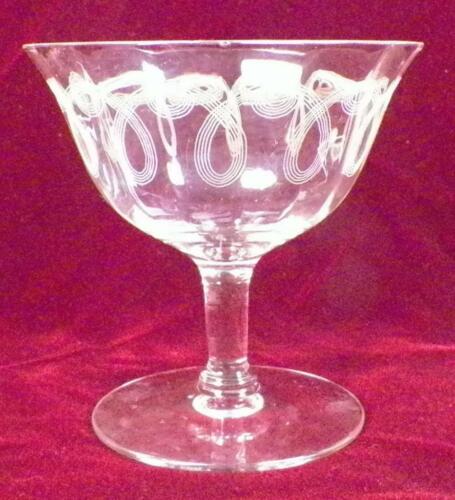 Optic Panel Needle Etch Sherbet Champagne Elegant Glass Spiral Loops HELP - Picture 1 of 6