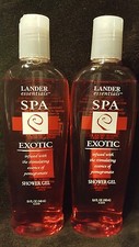 2 Lander Essentials Spa Exotic Shower/Bath Gel Essence Of Pomegranate 8.4 oz Ea