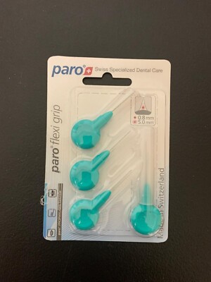 12pck-1075, Paro flexi grip, medium, green, 5.0 mm, 4 pcs, interdental brush