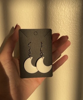 White Cute Moon Shaped Earrings Casual Fashion Jewelry for Women and Girls Gift