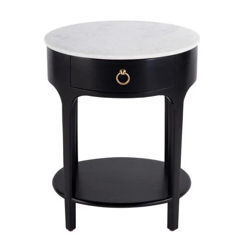 Butler Specialty Company Ellen 18.25 in. W Oval Marble Top Nightstand - Black - Picture 4 of 10
