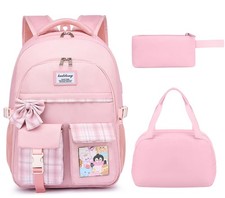 3pcs School Backpack for Teen Girls with Lunch Bag Pencil Case,Cute Kids Book...