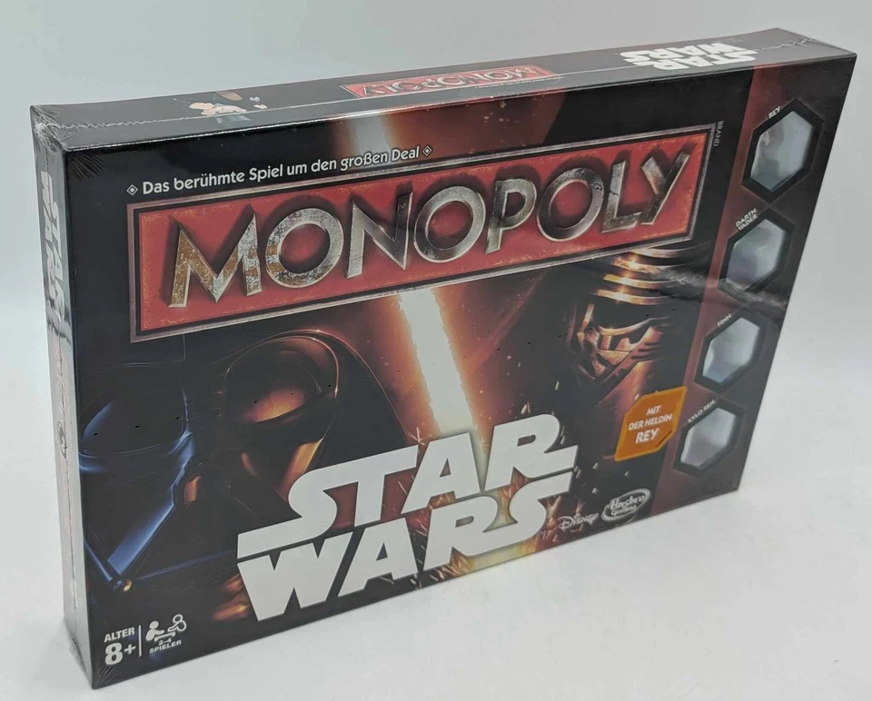 Hasbro Monopoly Star Wars mit Minifigur Rey Darth Vader Finn Kylo Ren NEU - Bild 1 von 4
