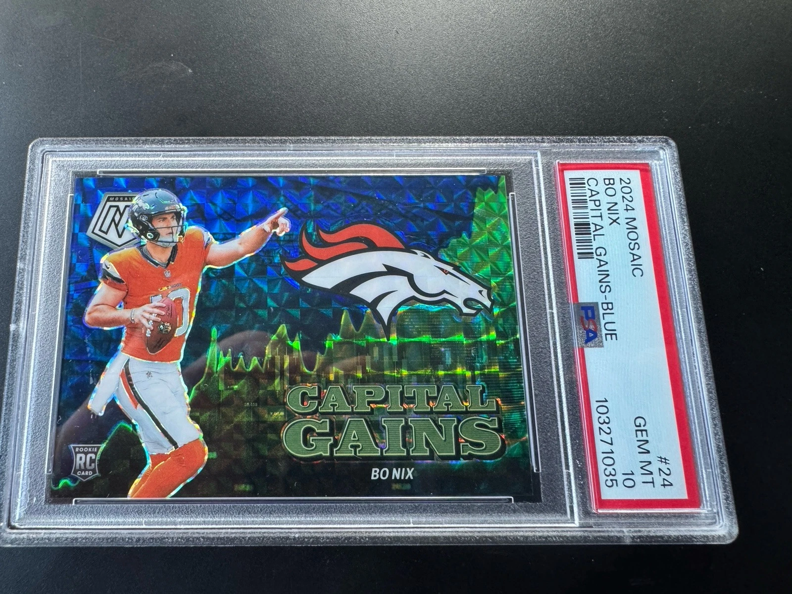 Bo Nix Panini Mosaic Capital Gains #24 Blue