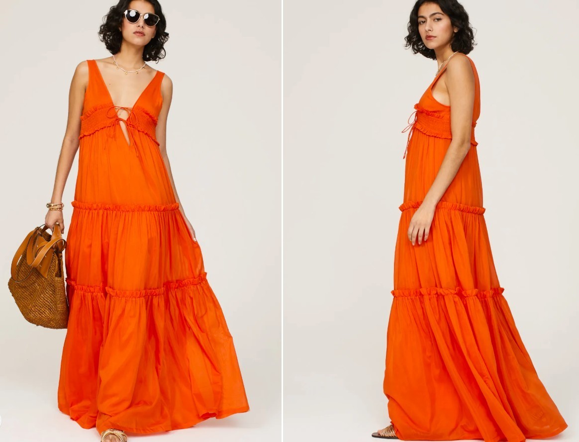Nicholas Myla Maxi Dress Sleeveless Tiered Boho Orange Womens Size Nicholas Myla Maxi Dress Sleeveless Tiered Boho Orange Womens Size
