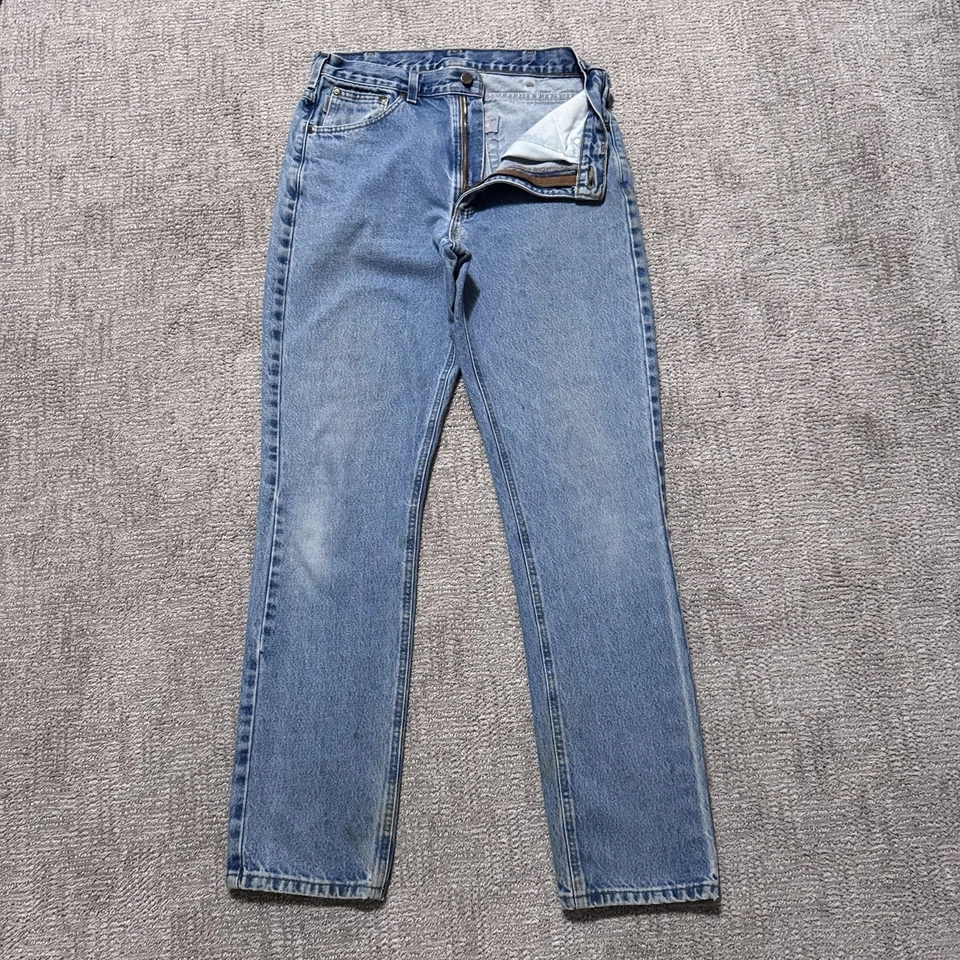 Jeans de mezclilla Carhartt vintage talla 30/32 azul claro lavado lengüeta de cuero envejecido Foto 2 de 4
