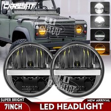 2PCS 7inch LED Headlights DRL Headlamp E Approved For Land Rover Defender 90 110