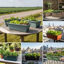 10 5x Plastic Trough PlantPot Long Planter Outdoor Garden Window Herb Flower Box