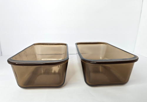 2 Pyrex 213 Amber Brown Glass Rectangle Loaf Bread Pans 1.5 Qt Made In ...