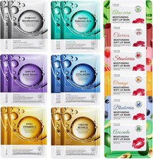 18 PCS Face Masks Skincare Set with Lip Mask,Multipack Hydrating Face Mask Skin