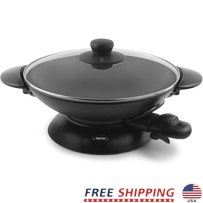 Complete Wok Kit W/ Glass Lid Tempura Rack Extra Long Chopsticks Nonstick Cooker