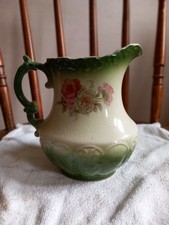 Rockingham Pottery Green Floral Jug