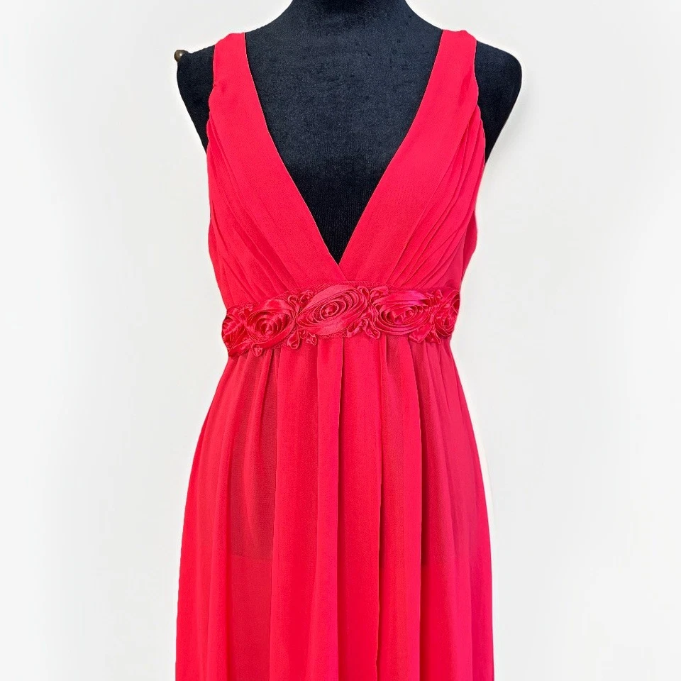 Sexy Camisón Flora Nikrooz Para Mujer Pequeño Largo Rojo Lencería Rosetas Gasa Foto 3 de 4