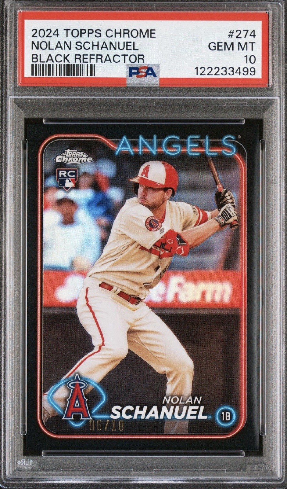 2024 Topps Chrome L.E. #274 NOLAN SCHANUEL BLACK REFRACTOR SSP ROOKIE RC /10