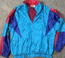 Nike Color Block Nylon Windbreaker Zip Up Track Jacket Vtg 80 s Adult Med Nice