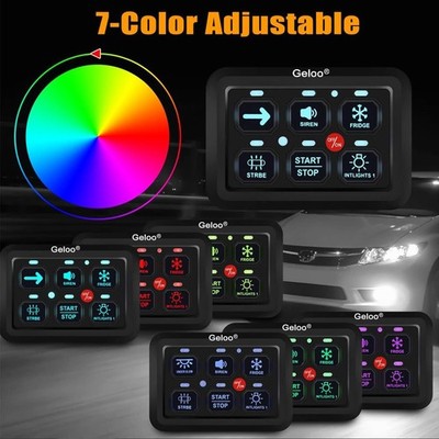 6 Gang RGB Schaltpanel Schalter Electronic Relay System 12-24V Schalttafel Auto