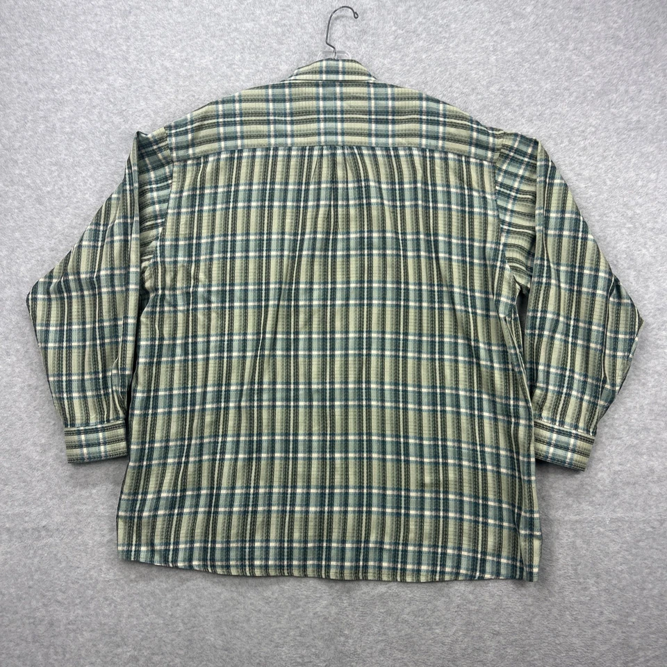 Camisa Jhane Barnes Para Hombre XL Verde Azul Rayas Cuadros Abstracto Y2K Tejida en Japón Foto 3 de 4