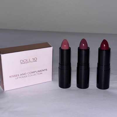 Doll 10 NEW Kisses & Compliments Lipstick Set of 3 ENTICING TEMPTED CHARMED