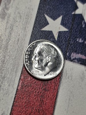 1954 S Roosevelt Dime -BU -LUSTROUS-  90% Silver US Coin ''FREE SHIPPING''