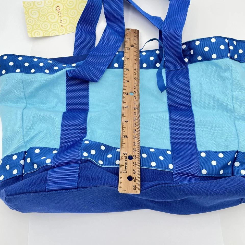 Bolso de Mano Quacker Factory Azul Lunares Estilo QVC Mujer Hombro Playa Cartera Foto 3 de 4