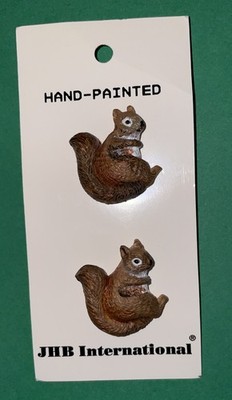 (2) JHB 1  SQUIRREL  ️ BROWN PLASTIC APPLIED SHANK NOVELTY BUTTONS-T913